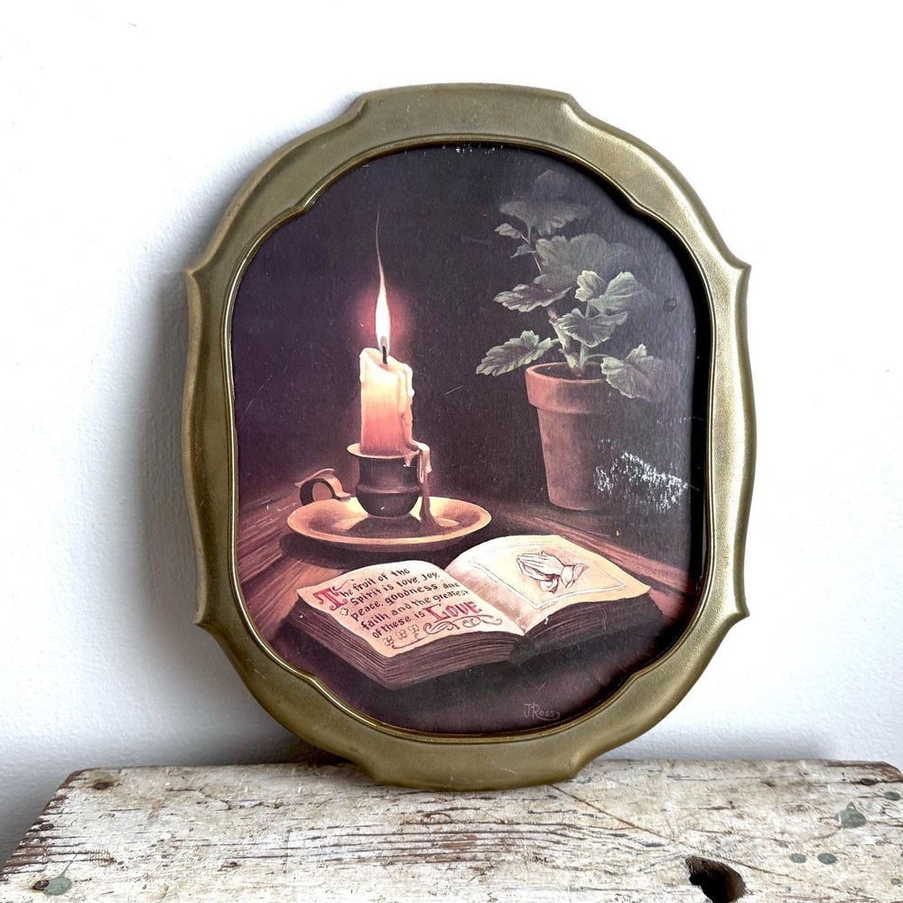 J. Ross Fruit of the Spirit Wall Art Galatians 5:22 Bible Candle Metal Frame
